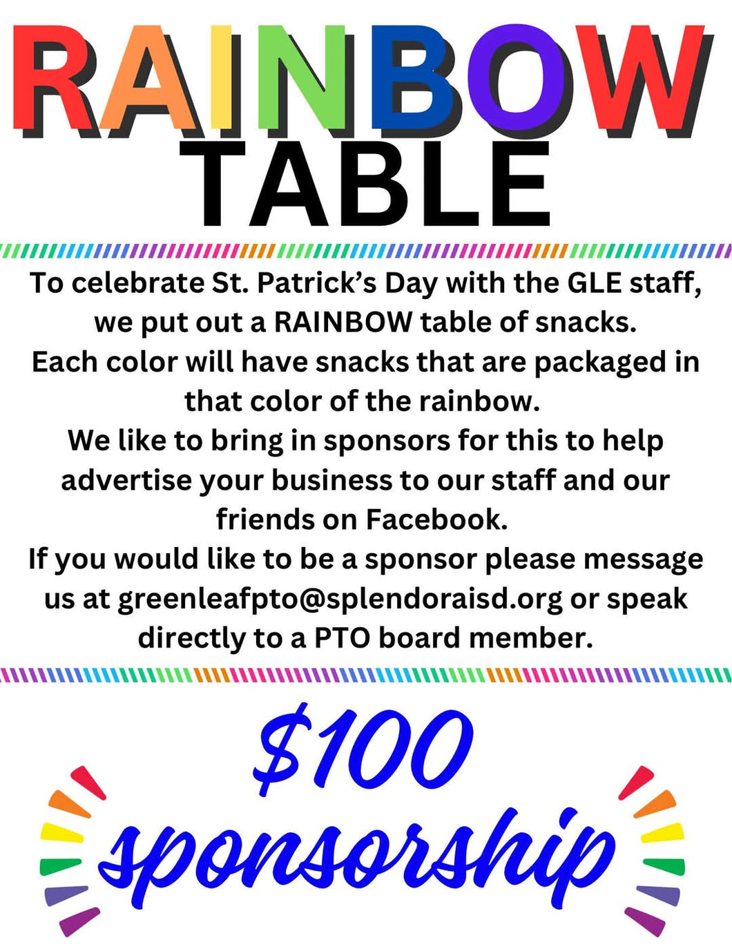 Rainbow Table Sponsorship